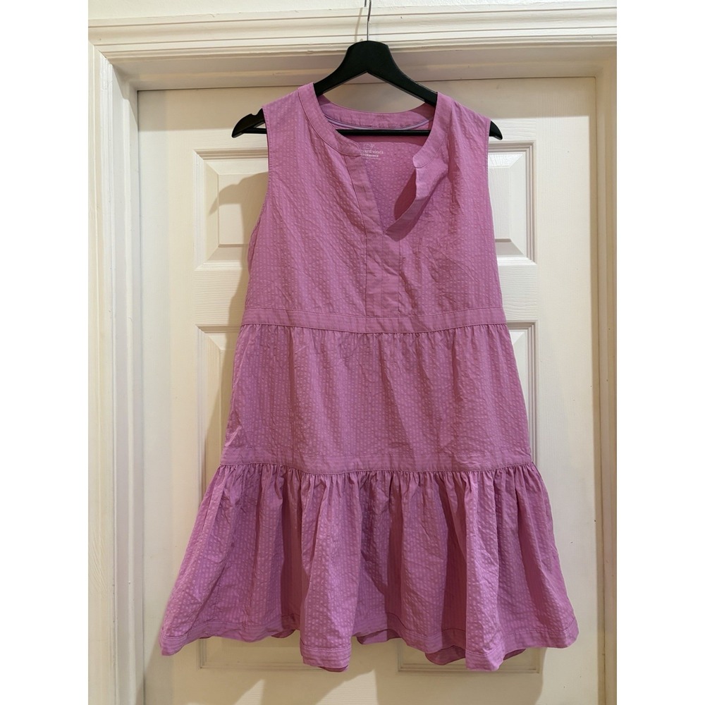 Vineyard Vines Performance Pink Sleeveless Tiered Dress Women's Size Large